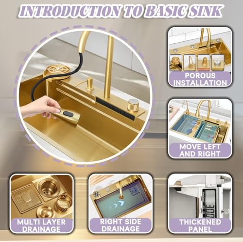 Fregadero de Cocina de Acero Inoxidable con Grifo extraíble: estación de Trabajo Multifuncional para cocinas Modernas, instalación eficiente y funcionalidad versátil.