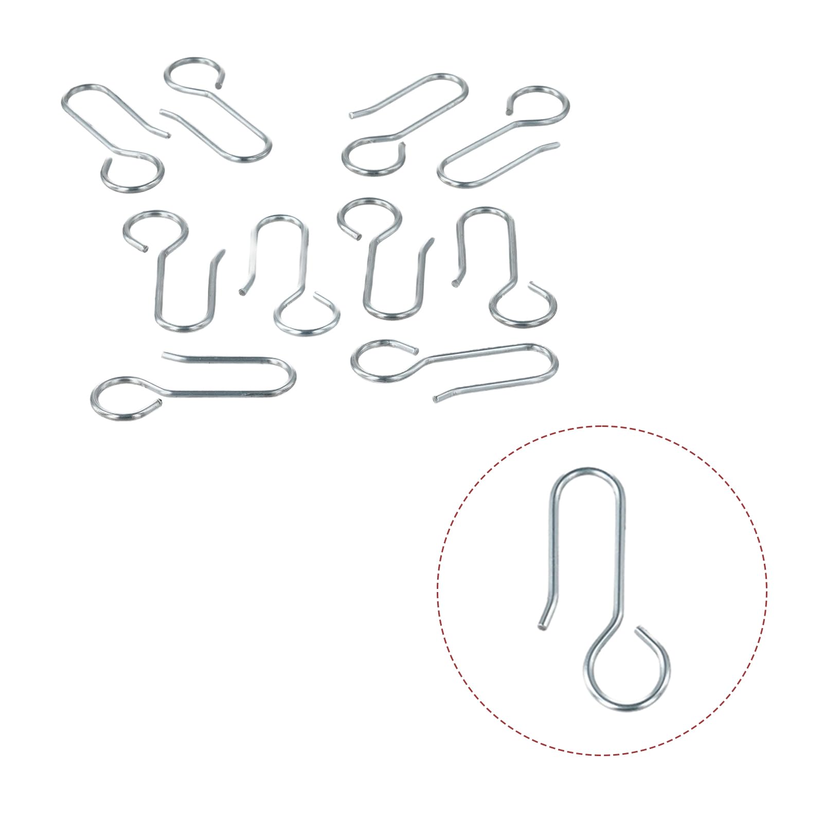 Lot de 20 crochets en forme de S en métal pour tringles à rideaux – Crochets argentés en forme de S pour une suspension facile de rideaux et décoration d'intérieur – Idéal pour rideaux et plus encore