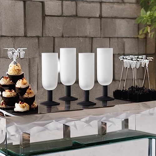 Elle Decor Frosted Glass Flutes Set Of 4 - Beverage Stemmed Glass Cups For Prosecco, Champagne thumb #2