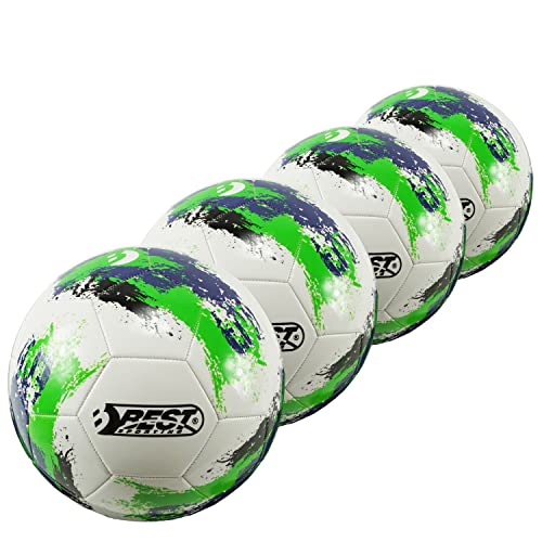BEST SPORTING Fussball Kinder Fußball Valencia blau-grün I Fussball Grösse 5 als Fußbälle für Garten und Bolzplatz I Kinder Fussball Trainingsball 320g I Ideal als Spielball Kinder (4 Stück)