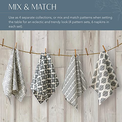 Elrene 21196GRY Home Fashions Everyday Casual Prints Assorted Fabric Decorative Cloth Napkins And Table Accessories thumb #4