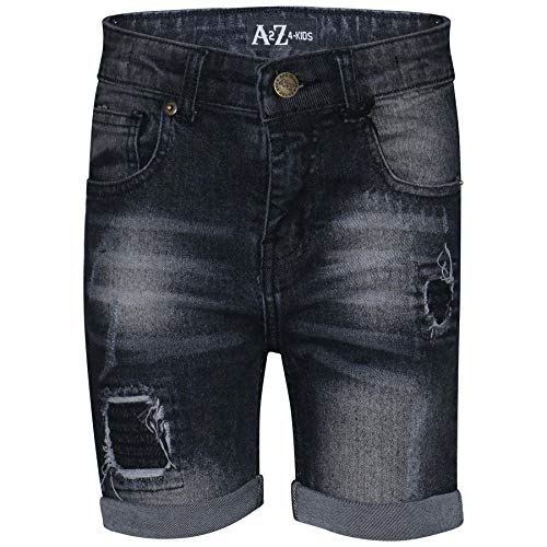 A2Z Kids Boys Shorts Denim Ripped Black Chino Bermuda Jeans Knee Length Pant 5-13 Yr