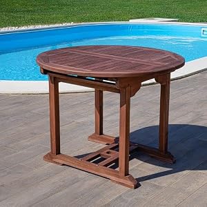 San Marco Tavolo rotondo allungabile in teak fino a 130 cm