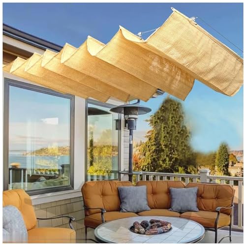Voile d'ombrage rétractable ondulée en polyester pour pergola de jardin