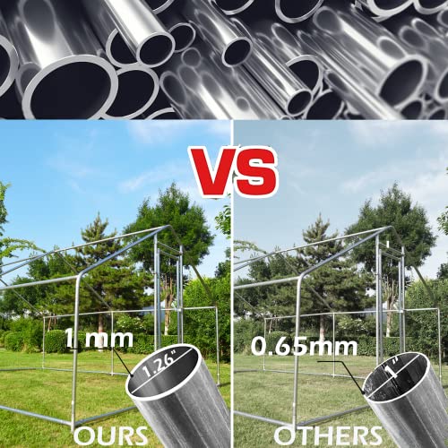 Hittite 1.26'' Tube Chicken Coop Run Large Metal Chicken Coop, Outdoor Walk In Chicken Coop Cage, Heavy Duty Spire Shaped Duck Chicken Hen House Outdoor Chicken Pen With Waterproof & Anti-Uv Cover #TOP6