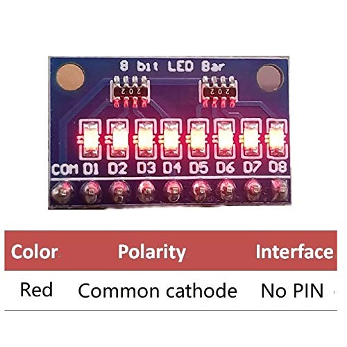 Miniatura 2 de 3.3V 5V 8 bits cátodo común rojo LED módulo indicador kit DIY ningún pasador(4)