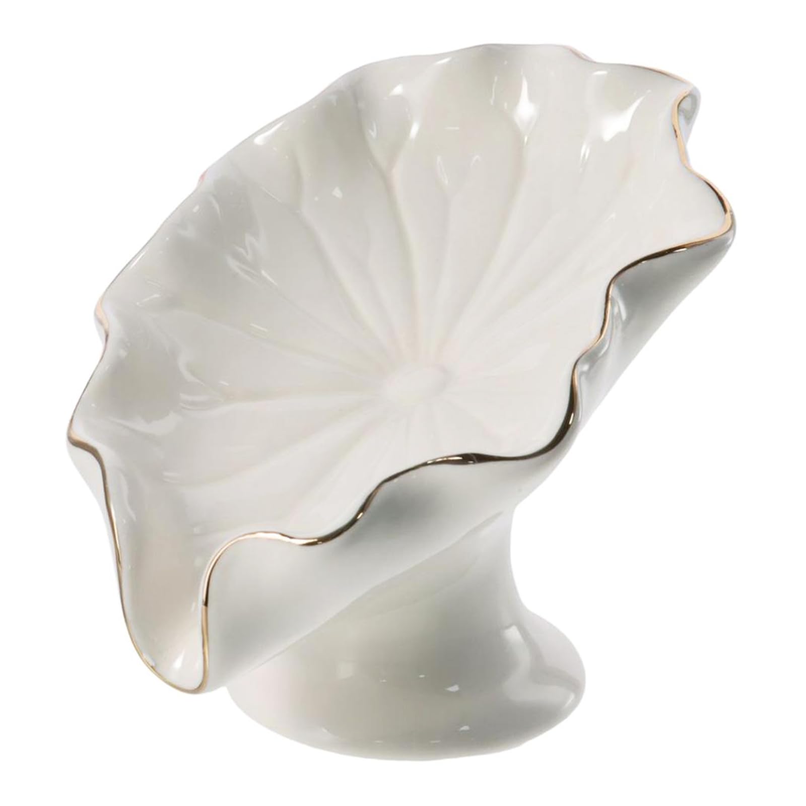 couponhub Ceramic Soap Holder, Lotus-Leaf Shape Soap Dish, Delicated Self Draining Sponge Holder for Bathroom Kitchen, Portable Home Soap Saver(White/