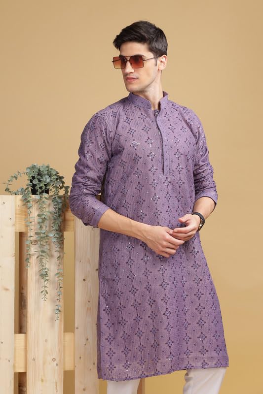 Be Active Men's Cotton Regular Kurta (Sk0801-Kr_Purple