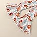 CHAUKAREAUL Toddler Baby Girl 3rd Birthday Outfit Flower Print Short Sleeve Shirts Top Floral Elastic Flared Bell Bottom Pants (White 3rd, 2-3 Years)