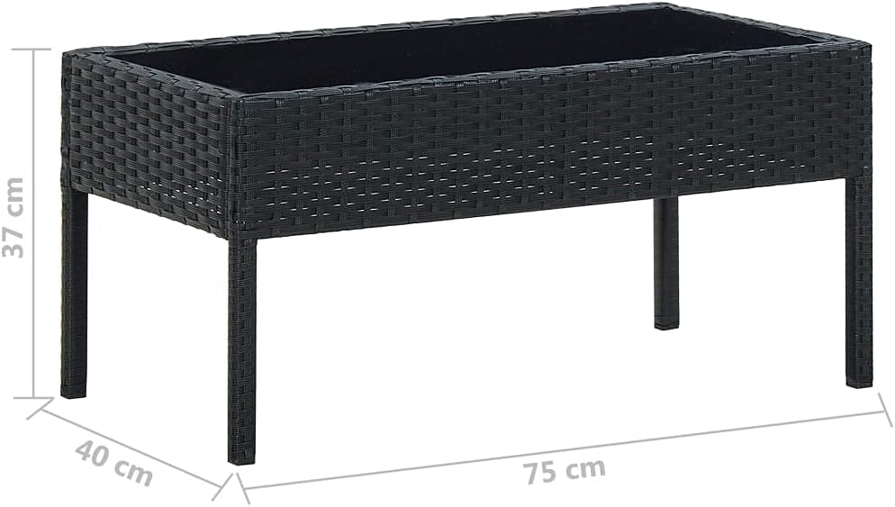 Patio Table,Outdoor Coffee Table, Bistro Table,Balcony Table,Outdoor Patio Furniture,Small Side Table,Patio Dining Table, for Deck,Lawn,Garden,Backyard, Black 29.5"x15.7"x14.6" Poly Rattan