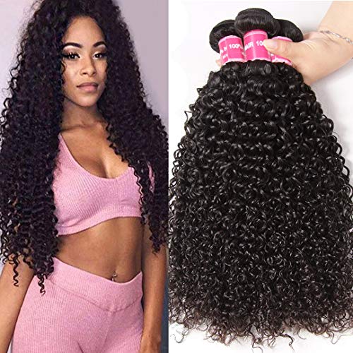 Jolia Hair 8A Virgin Brazilian Hair Weave 8 10 12inch Tight Curly Weft Hair Extensions Human Hair 3 Bundles Double Weft Natural Black no Shedding