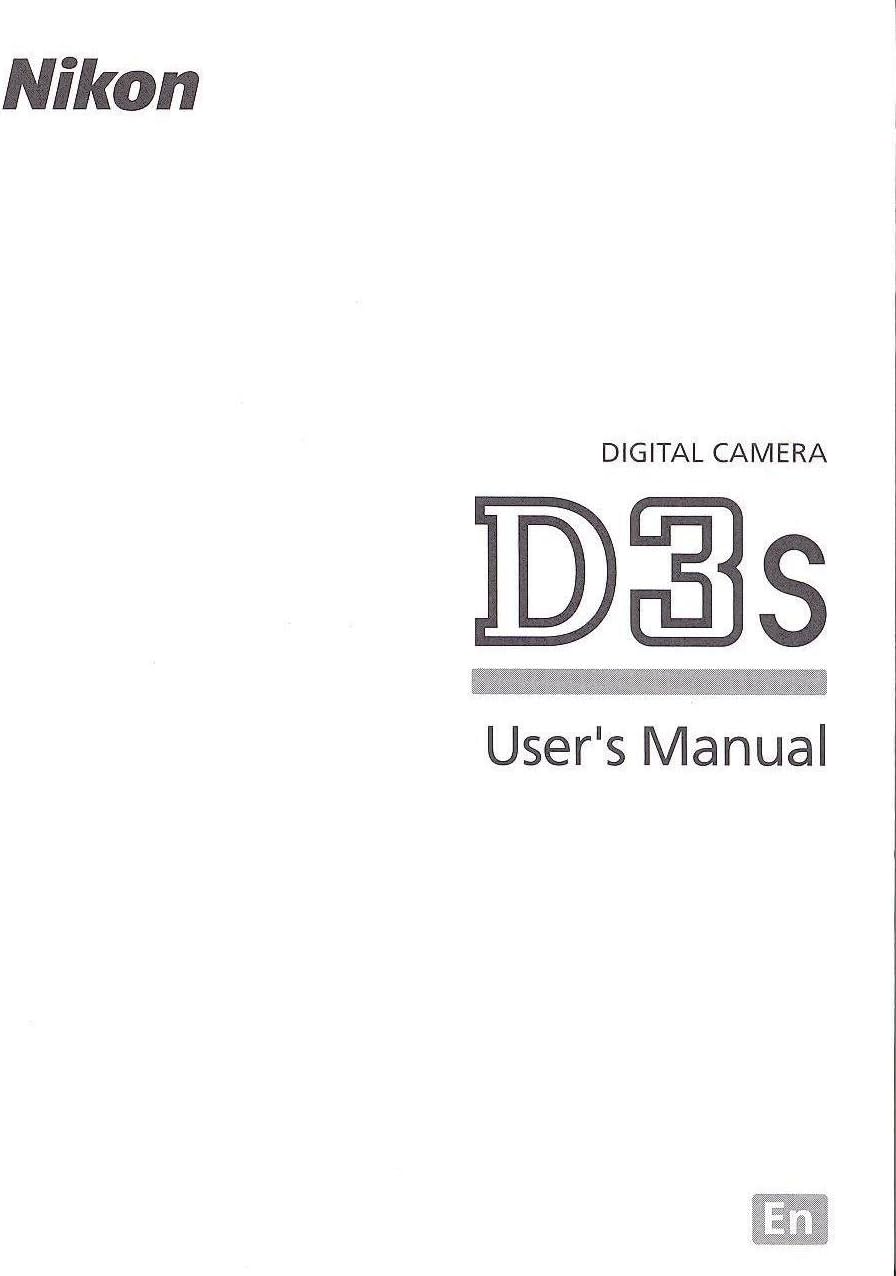 Nikon D3s Digital Camera Original Instruction Manual