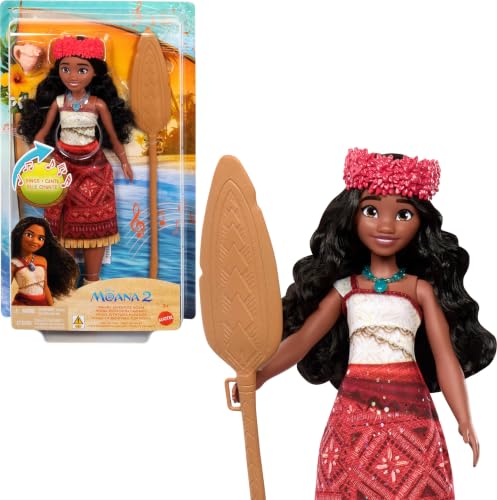 Mattel Disney Singing Moana 2 Doll, Sings We're Back in English | Posable Fashion Doll in Removable Outfit with 5 Accessories, Including Oar & Conch Shell, Inspired by Moana 2 - image 1