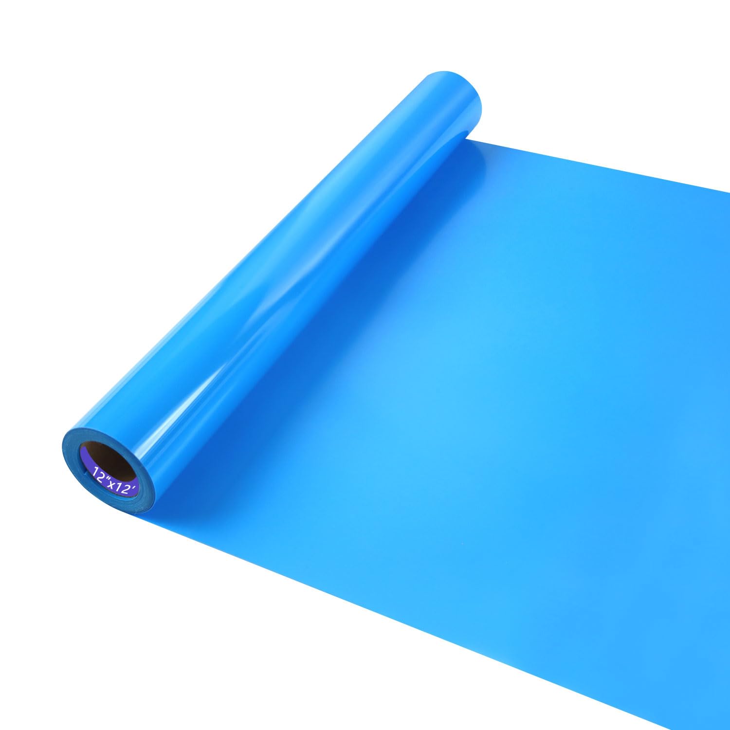 HTV Iron on Vinyl 12Inch by 12ft Roll HTV Heat Transfer Vinyl for T-Shirt HTV Vinyl Rolls for All Cutter Machine - Easy to Cut &amp; Weed for Heat Vinyl Design (Lake Blue, 12ft)