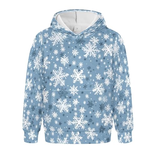 Kids Hoodies Sweaters Christmas Xmas Snowflake Hooded Sweatshirts with Big Pockets for Boys Girls B0400393