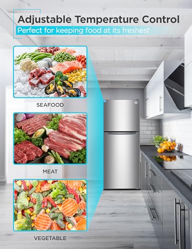 BLACK+DECKER 12.1 Cu. Ft. Top Mount Refrigerator with Freezer, 2 Door Refrigerator with Top Freezer and Adjustable Temperature Control, ENERGY STAR, BR1210HS, Stainless Steel Look - Image 4