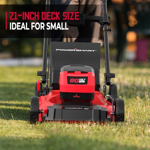 Image of PowerSmart Lawn Mower, 80V /21 Cordless Electric Lawn Mower, Push Lawn Mower, 3-in-1 Brushless Battery Lawn Mower with 6.0Ah Battery&Charger for Garden