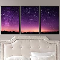 3 Piece Framed Canvas Wall Art Starry Sky Canvas Prints Home Artwork Decoration for Living Room,Bedroom - 16