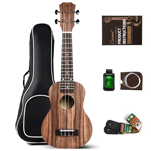 Caramel - 21' Soprano Acacia KOA Ukulele CS207 Gigbag Beginner Kit