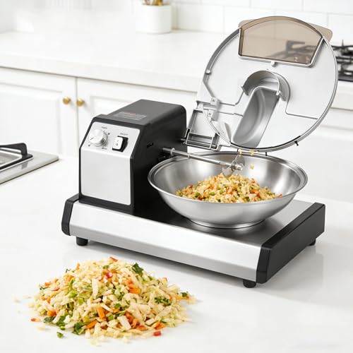 DHMYDPDZ Procesador de Alimentos Comercial de 3000 W, picadora de Carne y Verduras eléctrica 5,28 qt, Cuchillas afiladas en Forma de S de 1500 RPM, Temporizador Ajustable, Alto Rendimiento de 45 kg/h