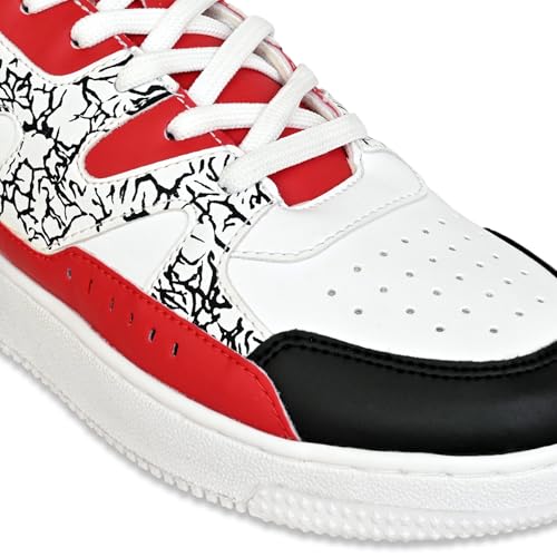 Image of Allen Cooper Men's High-Top Sports Sneakers | Lightweight Training & Casual Shoes | Non-Slip Gum Sole, Breathable Comfort, Stylish Orange Stripes | Ideal for Gym, Running