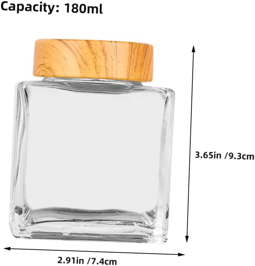 2pcs Small Glass Honey Jars with Wood Grain Seal Lids 180ml Food Storage Containers for Kitchen Coffee Sugar Snacks