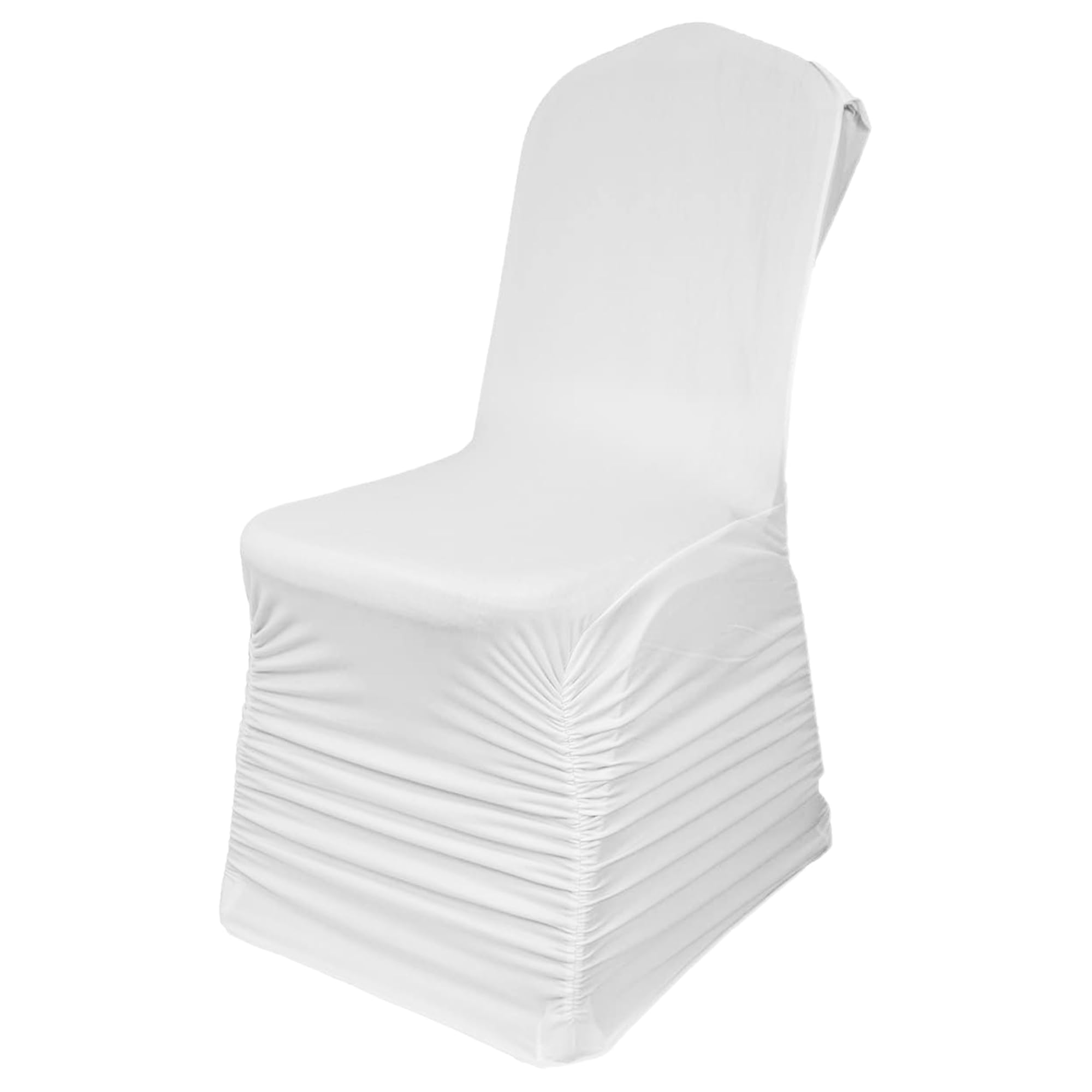 Trimming Shop Boda Spandex Silla Fundas con Botín Espalda Ondulado Fundas de Asiento para Bodas,Conferencias,Eventos - Blanco, 100