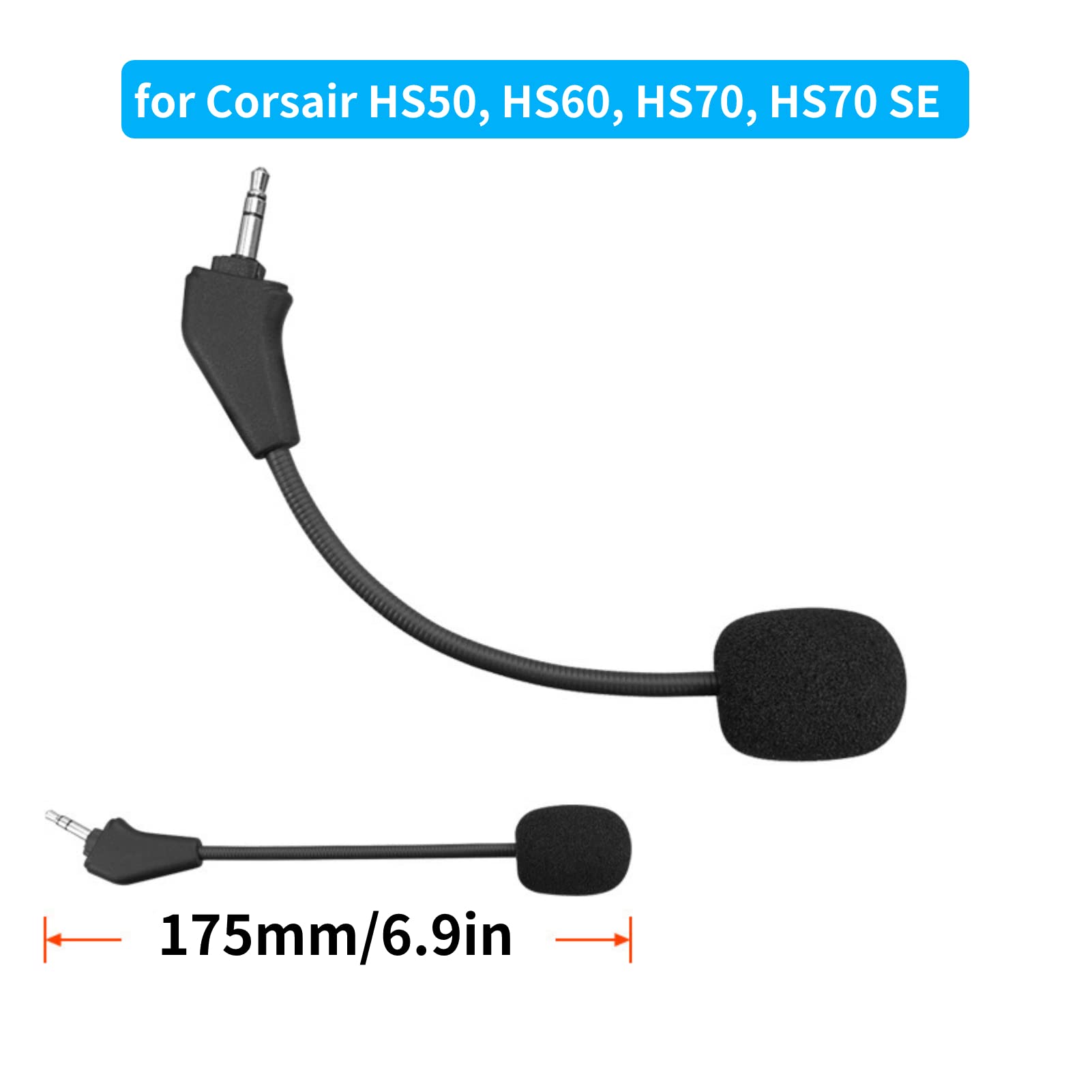Yunseity Micrófono de Juego de Repuesto Compatible con Corsair HS50 HS60 HS70 HS70 SE Reemplazo de Cancelación de Ruido Micrófono de Juego Claro Micrófono de Sonido de Juego