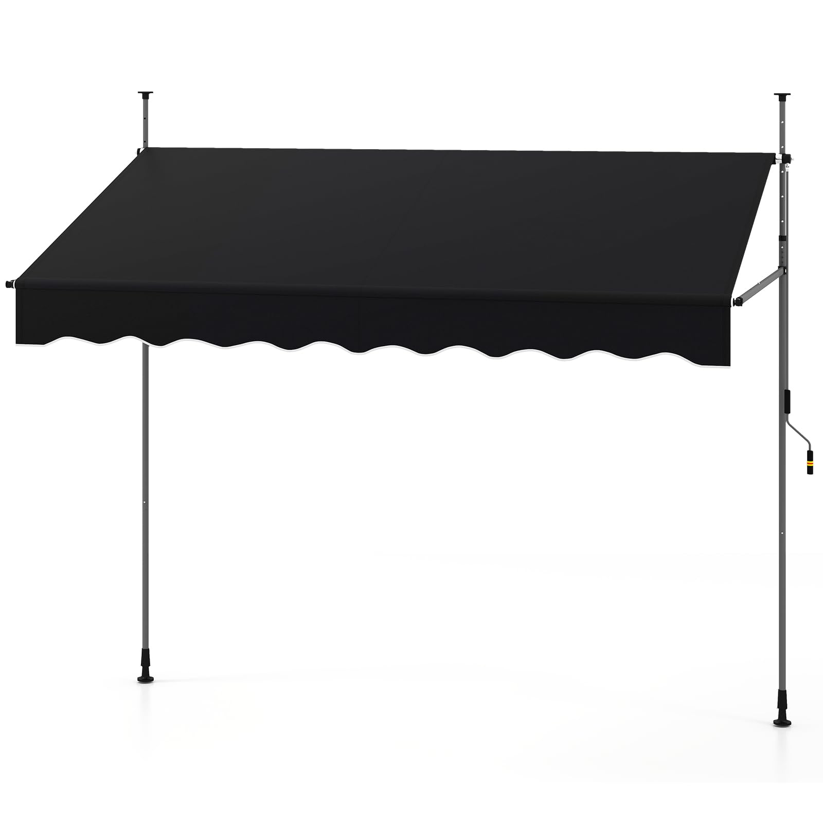 RELAX4LIFE Store Banne Manuel Rétractable avec Manivelle | Auvent Rétractable Résistant aux UV, Imperméable | Hauteur&Angle Réglable | Store Banne sans Percage pour Balcon, Terrasse (2,5x2,3 M,Noir)