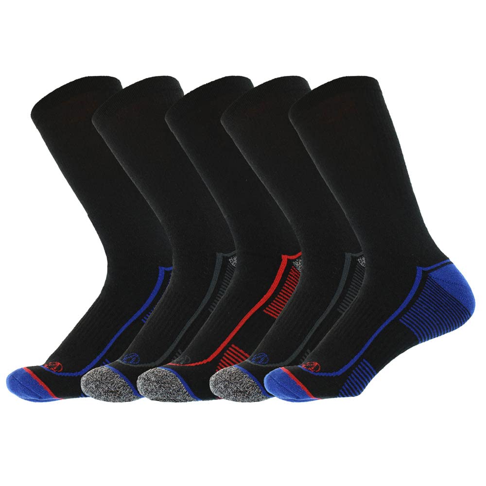 Liv Lingerie Men's Black Sport Socks Multipack 5 Pairs Cushioned Active Cotton Rich Work Full Length Uk Size 6-8.5 9-12 6 7 8 9 10 11 12 Unisex Ladies Older Boys Adult (, Uk 6-8.5)