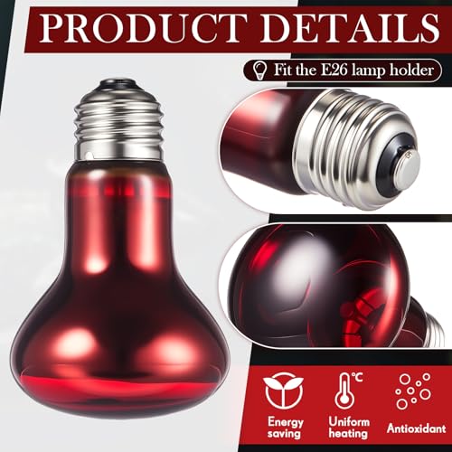 Image of VIHOSE 12 Pack 100 W Reptile Heat Bulbs Red Heat Lamp Bulb Infrared Lamp Red Basking Light Bulbs for Reptiles, Bearded Dragon, Lizard, Tortoise, Chickens, Leopard Gecko, Amphibian, Pets