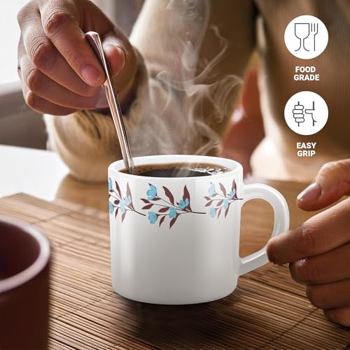 Image of Treo By Milton Opalware Amara 10 Lavelle Cup Set | Microwave & Dishwasher Safe | Bone-Ash Free | Tempered Toughness | Set of 6, 100 ml Each | White | Mug Set for Tea, Coffee, Daily Use & Gifting