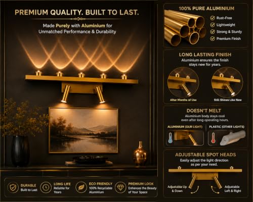 Image of FILLISKA LED Mirror /Picture /Vanity Light with Adjustable Colour and Luxurious Gold Finish (5+2 LED Luxurious Gold -985B)