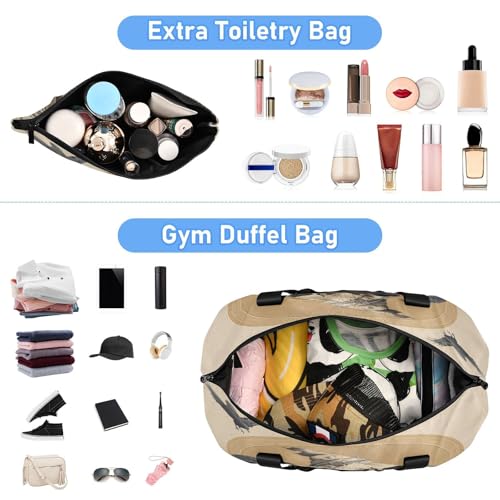 Halloween Bird Beige Travel Duffel Bag for Women Men Gym Bag with Shoe Compartment Wet Pocket Carry On Weekender Overnight Bags for Travel Gym Yoga School4