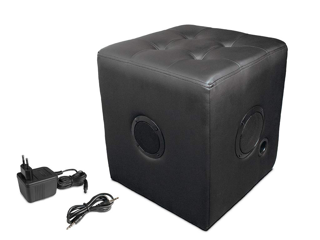 Caliber Głośnik Bluetooth – taboret z wbudowanym pudełkiem Bluetooth – 3 głośniki – wygodny i elegancki – czarny – 5 godzin akumulatora