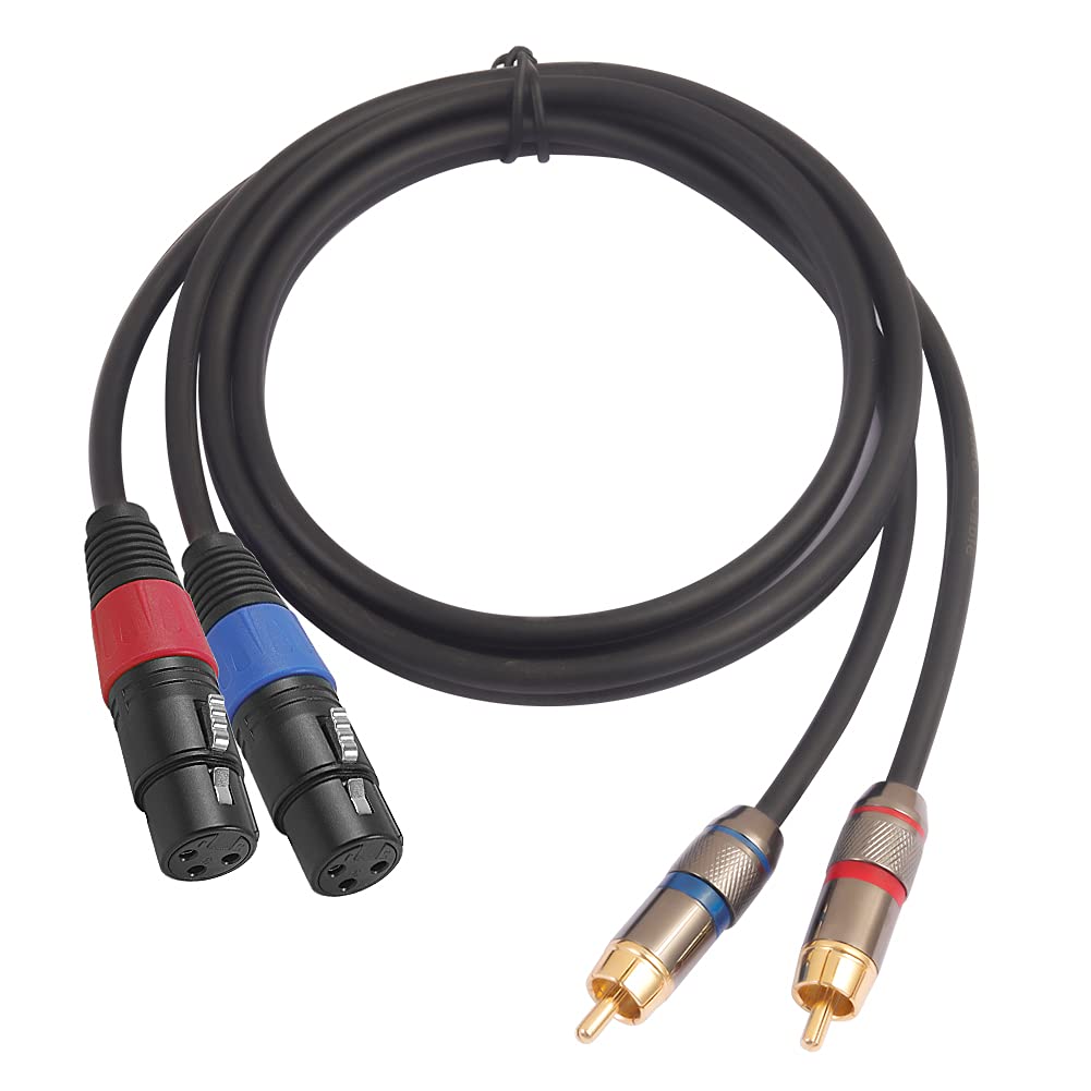 YABEDA Kabel XLR do RCA, trwały podwójny żeński XLR do podwójnego RCA HiFi Stereo Audio Złącze mikrofonowe Kabel połączeniowy - 3 stopy