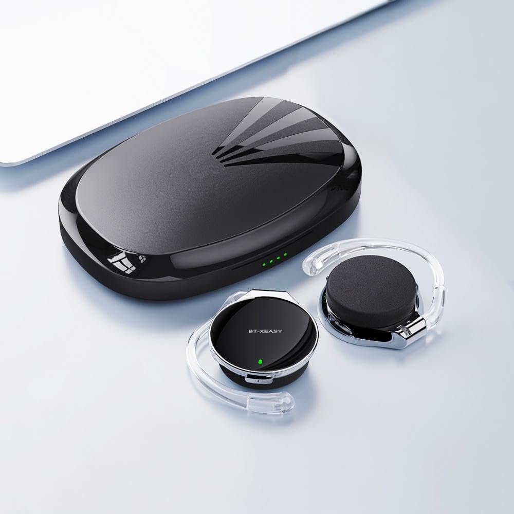 Open Ear Kopfhörer mit Mikrofon Bluetooth 5.4-52 Std Spielzeit, Kabelloses Over Ear Kopfhörer für Sport, Verbindung mit 2 Geräten, Clip On Design für Büro
