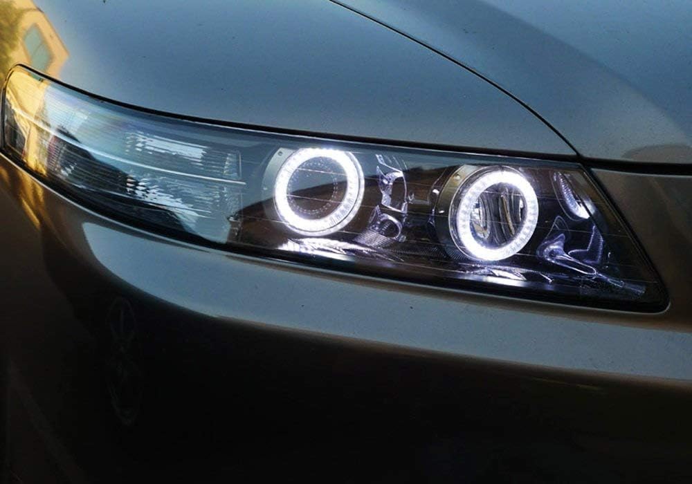 iJDMTOY 7000K Xenon White LED Angel Eye Halo Rings Kit Compatible with 2007 2008 Acura TL or TL Type-S (Retrofit Required)
