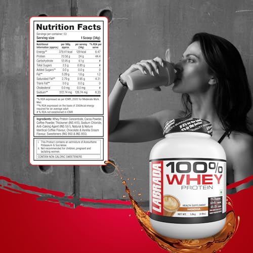 Image of Labrada 100% Whey Protein Concentrate, 2Kg, Mocha (57 Servings, 25g Protein, 0g Sugar)
