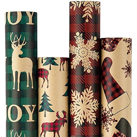 RUSPEPA Christmas Kraft Wrapping Paper Set Cover