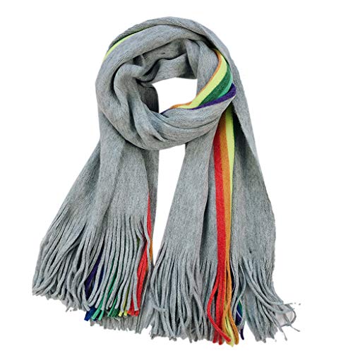 Écharpe d'hiver pour femme tricot arc-en-ciel pour sorties fraîches