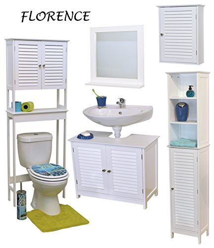 Tendance Florence MDF Toilet Rack 2 Doors 1 Shelf Inside, Wood, White, 63x23x179 cm Tendance Florence MDF Toilet Rack 2 Doors 1 Shelf Inside, Wood, White, 63x23x179 cm