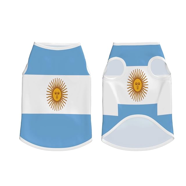 Foto 2 de 8 de Camisetas para mascotas con la bandera argentina para perros, ropa para perros grandes y medianos