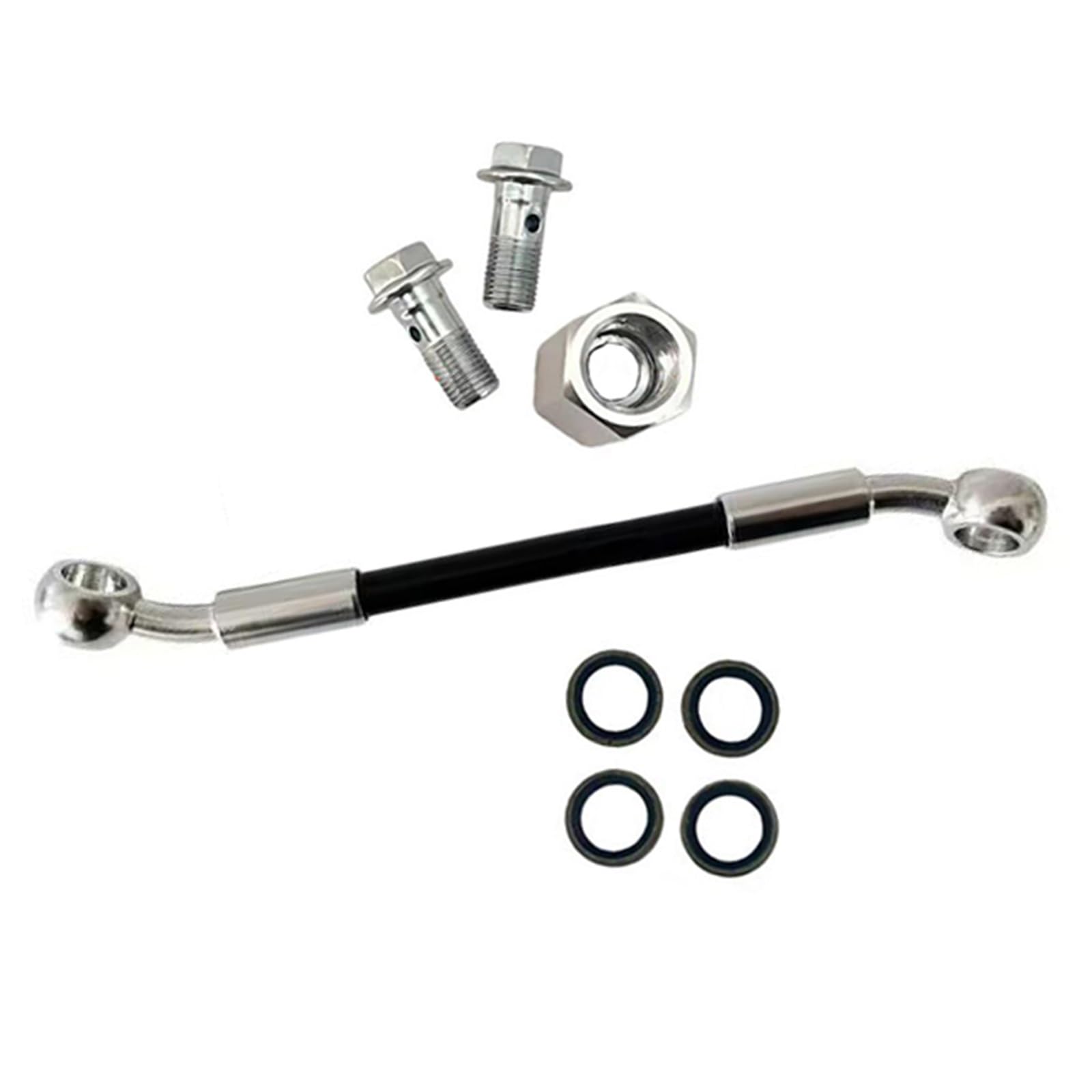Lmnmy One Color Motorcycle Brake Clutch Line Motorcycle 28°-28° Brake Hose Line Dual Disc 2Way Adapter Screw M10x1 Hydraulic Oil Pipe An3 Accessories(260Cm)