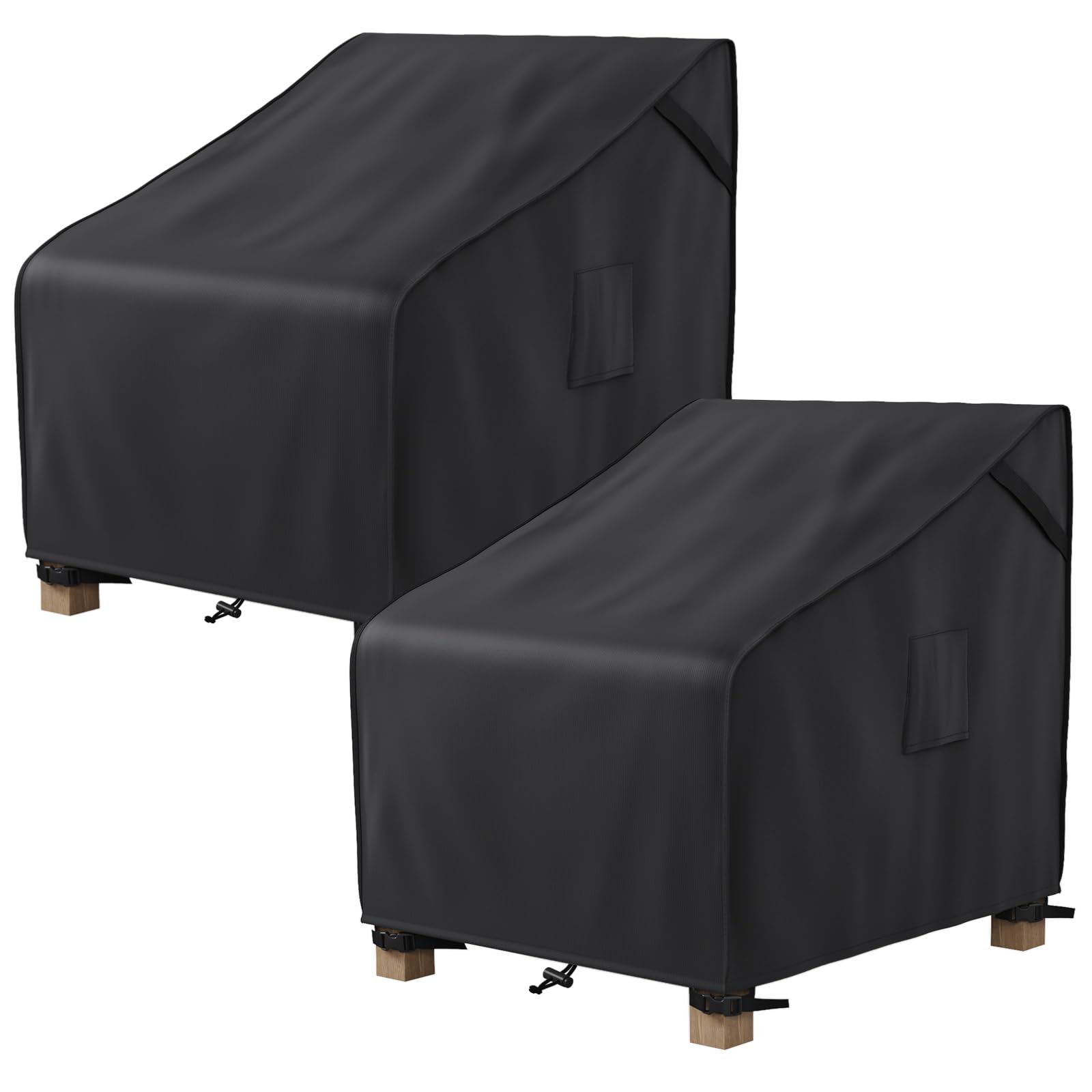 Patio Furniture Covers Waterproof, Outdoor Chair Covers for Rocking Chair, Fits up to 32W x 37D x 36H Inches, Ventilated Air Vents and Convenient Handles Included, Black, 2 Pack