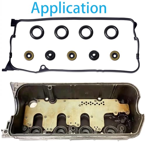 Image of VS50606R Valve Cover Gasket Kit for 2001-2005 Honda Civic 1.7L D17A | Gasket + 4 Plug Tube Seals + 5 Grommets. Replaces VS50384 VC4034 12030-PLC-000. Fixes Oil Leaks. DX LX EX HX GX V-TEC.