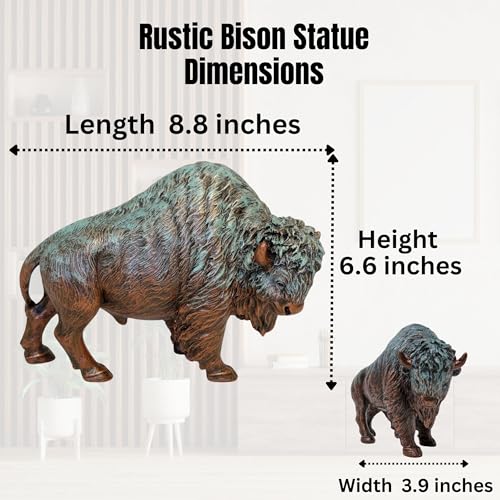 Estatua Rústica de Bisonte de Resina Color Bronce miniatura 3