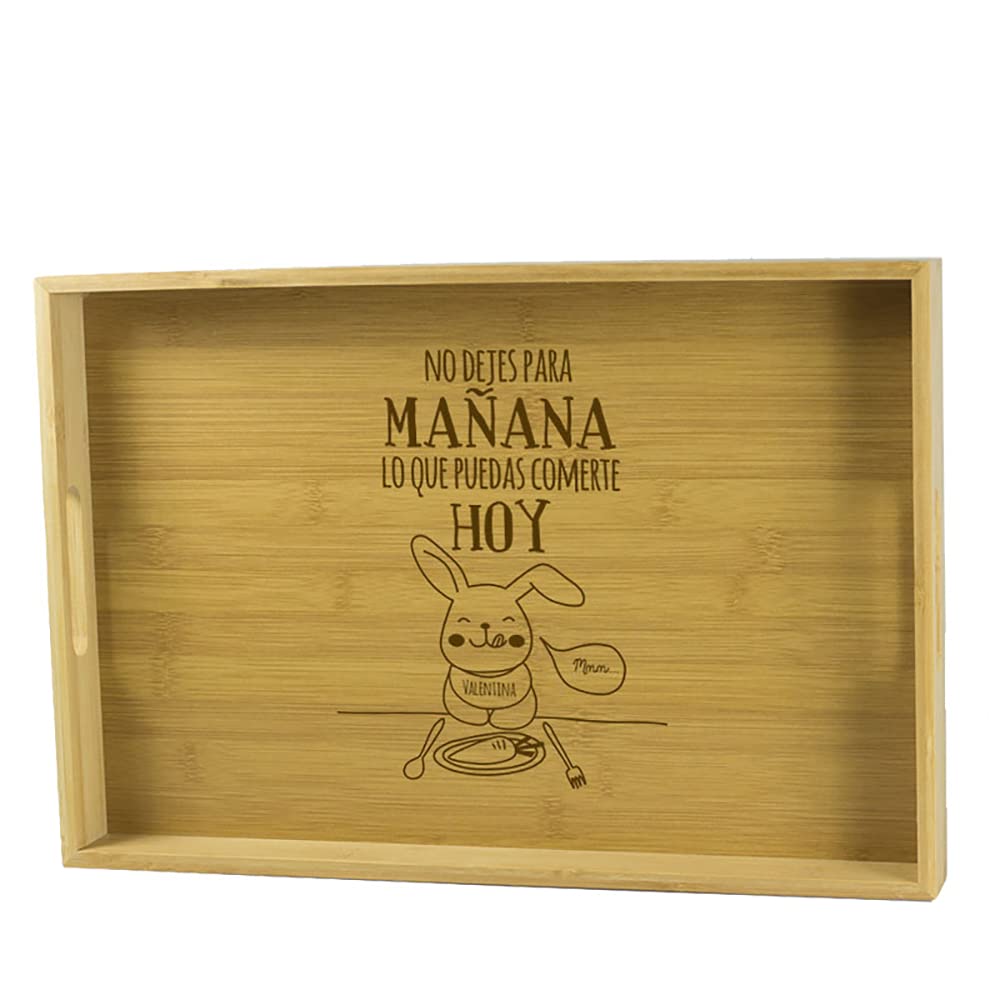 Bandejas de bambú Personalizadas (Bandeja de Madera Divertida grabada con Nombre)