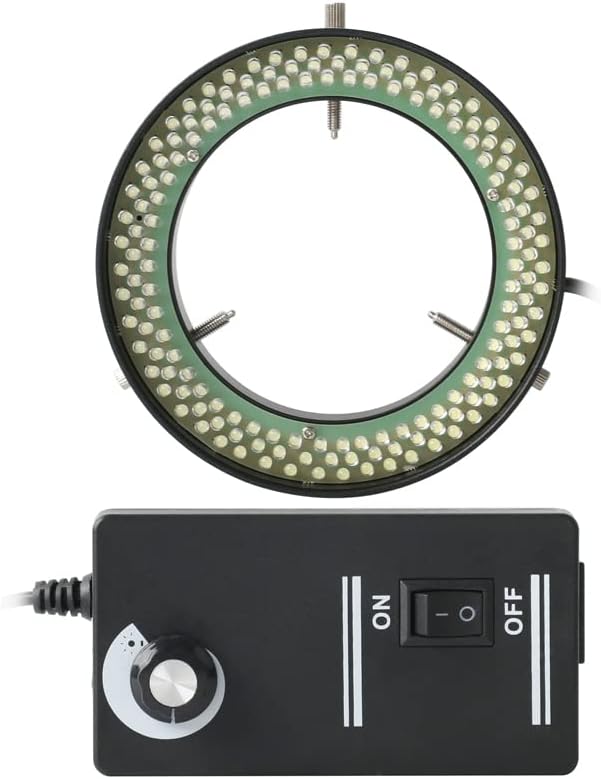156個 LED 調節可能リングライト照明器具 作業径 80mm 工業用実体顕微鏡 HDMI VGA ビデオカメラ用
