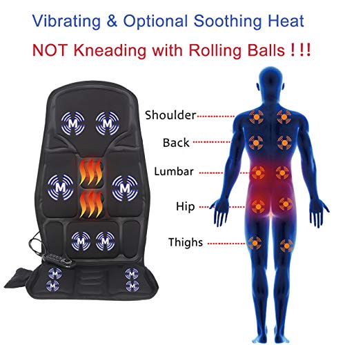 Vibrating-Back-Massager with Heat, Massage-Chair-Pad, Seat Massager Cushion with 10 Vibration Nodes to Release Stress and Fatigue for Home Office Use